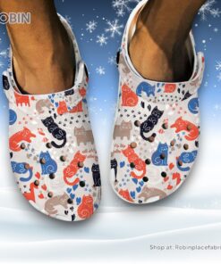 Cute Cat Funny Seamless Pattern 3D Printed Crocs Clogs Shoes