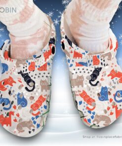 Cute Cat Funny Seamless Pattern 3D Printed Crocs Clogs Shoes