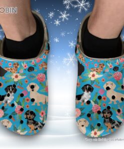 Dachshund Floral 3D Printed Crocs Clogs Shoes