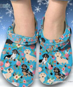 Dachshund Floral 3D Printed Crocs Clogs Shoes