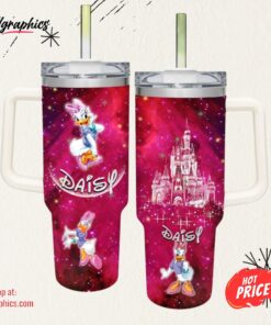 Daisy Duck Castle Pattern 40oz Tumbler with Handle and Straw Lid