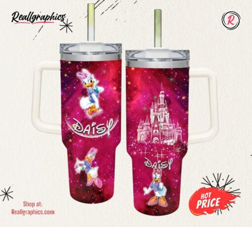 Daisy Duck Castle Pattern 40oz Tumbler with Handle and Straw Lid