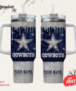 Dallas Cowboys Personalized NFL Glitter and Diamonds Bling 40oz Stanley Tumbler