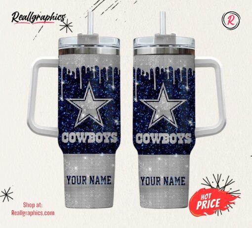 Dallas Cowboys Personalized NFL Glitter and Diamonds Bling 40oz Stanley Tumbler