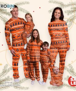 Denver Broncos NFL Patterns Essentials Christmas Holiday Family Matching Pajama Sets