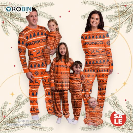 Denver Broncos NFL Patterns Essentials Christmas Holiday Family Matching Pajama Sets
