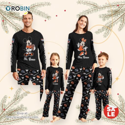 Denver Broncos Sport And Disney Uniform Pajamas Mickey Mouse NFL Gifts For Kids Pajamas