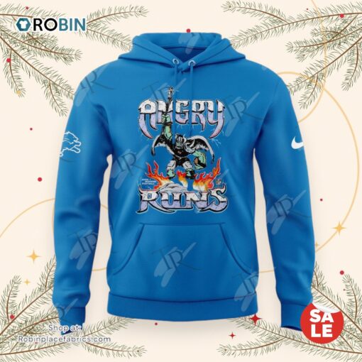 Detroit Lions Angry Runs Hoodie   Blue