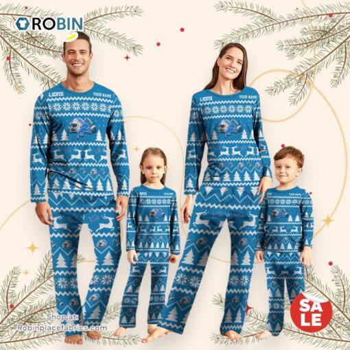 Detroit Lions Christmas NFL Custom Family Pajamas
