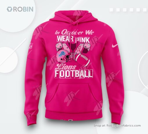 Detroit Lions In October We Wear Pink 2024 AOP Clothing (Hoodie, Sweatshirt, T Shirt)