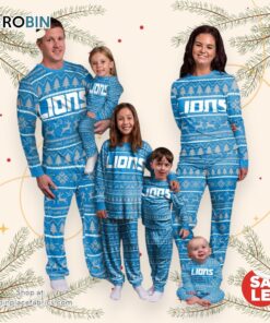 Detroit Lions NFL Patterns Essentials Christmas Holiday Family Matching Pajama Sets