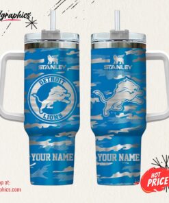 Detroit Lions NFL Personalized New Camo Pattern Stanley Tumbler 40oz
