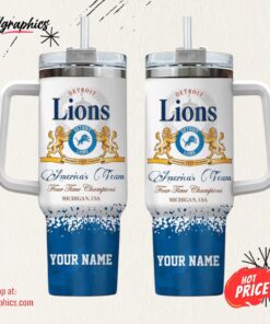 Detroit Lions Personalized NFL Champions Modelo 40oz Stanley Tumbler