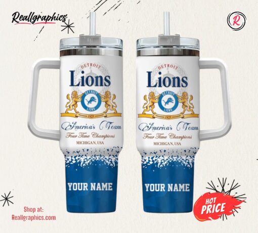 Detroit Lions Personalized NFL Champions Modelo 40oz Stanley Tumbler