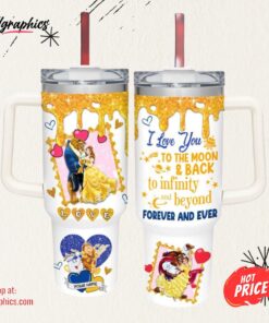 Disney Beauty &Amp The Beast Love You To The Moon &Amp Back 40oz Stainless Steel Tumbler