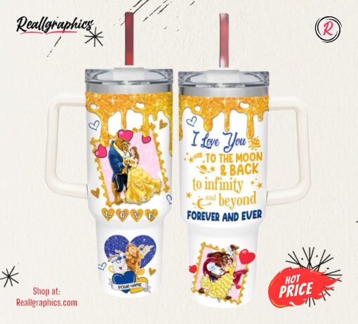 Disney Beauty &Amp The Beast Love You To The Moon &Amp Back 40oz Stainless Steel Tumbler