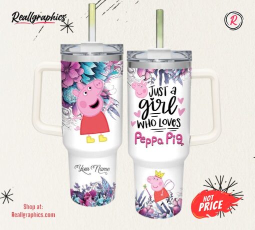 Disney Custom Name Just A Girl Loves Peppa Pig 40oz Stainless Steel Tumbler