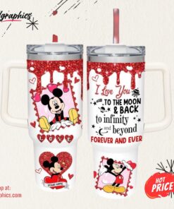 Disney Custom Name Mickey Love You To The Moon &Amp Back 40oz Stainless Steel Tumbler