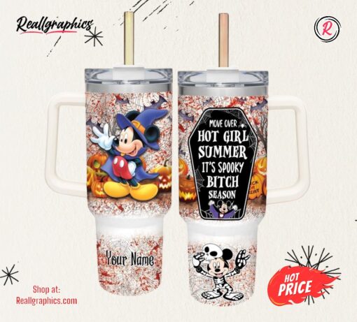 Disney Custom Name Mickey Mouse Halloween Costume It’s Spooky Season 40oz Stainless Steel Tumbler