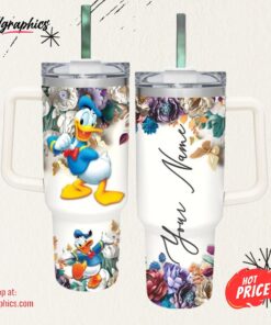 Disney Donald Duck 3d Colorful Flower Sublimation Pattern 40oz Tumbler