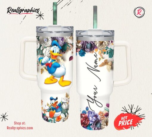 Disney Donald Duck 3d Colorful Flower Sublimation Pattern 40oz Tumbler