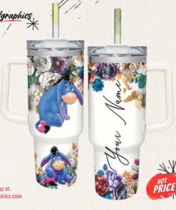 Disney Eeyore 3d Colorful Flower Sublimation Pattern 40oz Tumbler