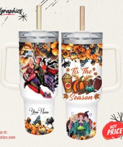 Disney Hocus Pocus Tis The Season Fall Leaf Pattern 40oz Stainless Steel Tumbler