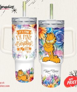 Disney It’s Fine I’m Fine Garfield Colorful Flower Pattern 40oz Stainless Steel Tumbler Disney It’s Fine I’m Fine Garfield Colorful Flower Pattern 40oz Stainless Steel Tumbler