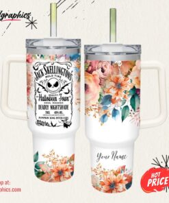 Disney Jack Skellington Halloween Town Flower Pattern 40oz Tumbler