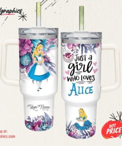 Disney Just A Girl Loves Alice In Wonderland 40oz Stainless Steel Tumbler