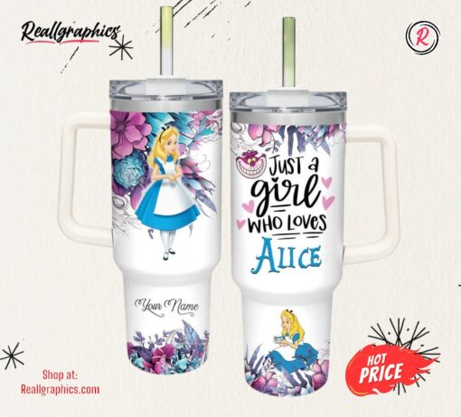 Disney Just A Girl Loves Alice In Wonderland 40oz Stainless Steel Tumbler