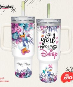Disney Just A Girl Loves Daisy Duck Flower Pattern 40oz Tumbler