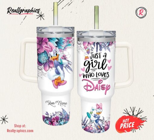 Disney Just A Girl Loves Daisy Duck Flower Pattern 40oz Tumbler