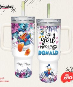 Disney Just A Girl Loves Donald Duck Flower Pattern 40oz Tumbler