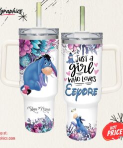 Disney Just A Girl Loves Eeyore Flower Pattern 40oz Tumbler