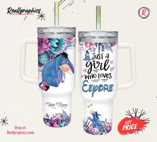 Disney Just A Girl Loves Eeyore Flower Pattern 40oz Tumbler
