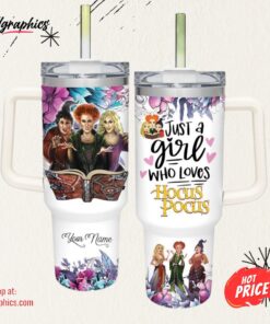 Disney Just A Girl Loves Hocus Pocus Flower Pattern 40oz Tumbler