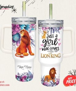 Disney Just A Girl Loves Lion King Flower Pattern 40oz Tumbler