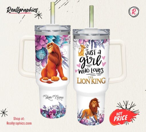 Disney Just A Girl Loves Lion King Flower Pattern 40oz Tumbler