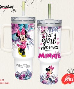 Disney Just A Girl Loves Minnie Mouse Flower Pattern 40oz Tumbler