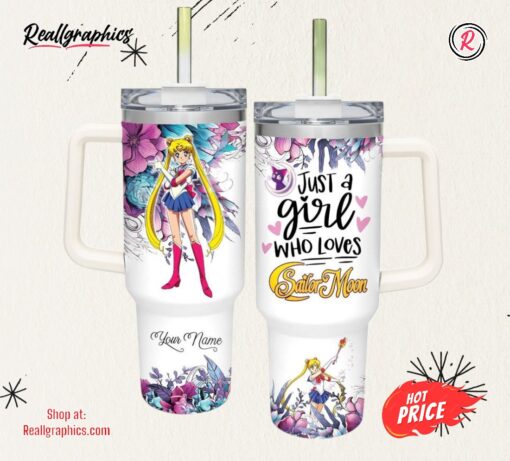 Disney Just A Girl Loves Sailor Moon Pattern 40oz Tumbler
