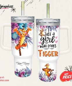 Disney Just A Girl Loves Tigger Flower Pattern 40oz Tumbler