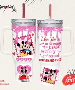 Disney Mickey &Amp Minnie Mouse Love You To The Moon &Amp Back 40oz Stainless Steel Tumbler