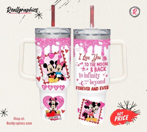 Disney Mickey &Amp Minnie Mouse Love You To The Moon &Amp Back 40oz Stainless Steel Tumbler