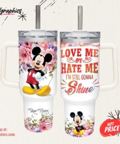 Disney Mickey Mouse  I’m Still Gonna Shine Flower Pattern 40oz Stainless Steel Tumbler