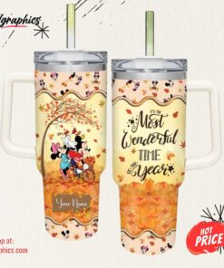 Disney Mickey Mouse Most Wonderful Time Fall Leaf Pattern 40oz Stainless Steel Tumbler Disney Mickey Mouse Most Wonderful Time Fall Leaf Pattern 40oz Stainless Steel Tumbler