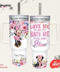 Disney Minnie Mouse I’m Still Gonna Shine Flower Pattern 40oz Stainless Steel Tumbler