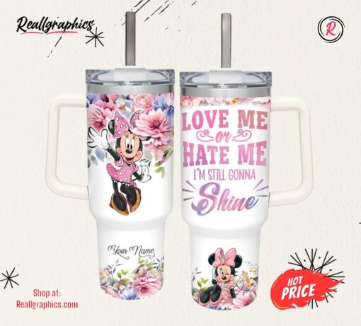 Disney Minnie Mouse I’m Still Gonna Shine Flower Pattern 40oz Stainless Steel Tumbler