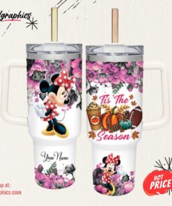 Disney Minnie Mouse Tis The Season Fall Leaf Pattern 40oz Stainless Steel Tumbler
