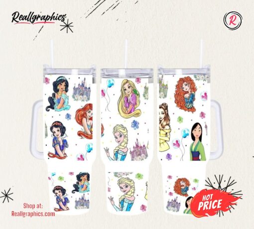 Disney Princess Cup 40 Oz Disney Princesses Stainless Steel Stanley Tumbler Dupe Cup With Handle 40Oz